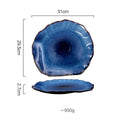 Ceramic Plates Deep Blue Irregular Flat Plate Pottery Dish Household Decoration Tableware Dinnerware Tray Hotel Kitchen Supplies