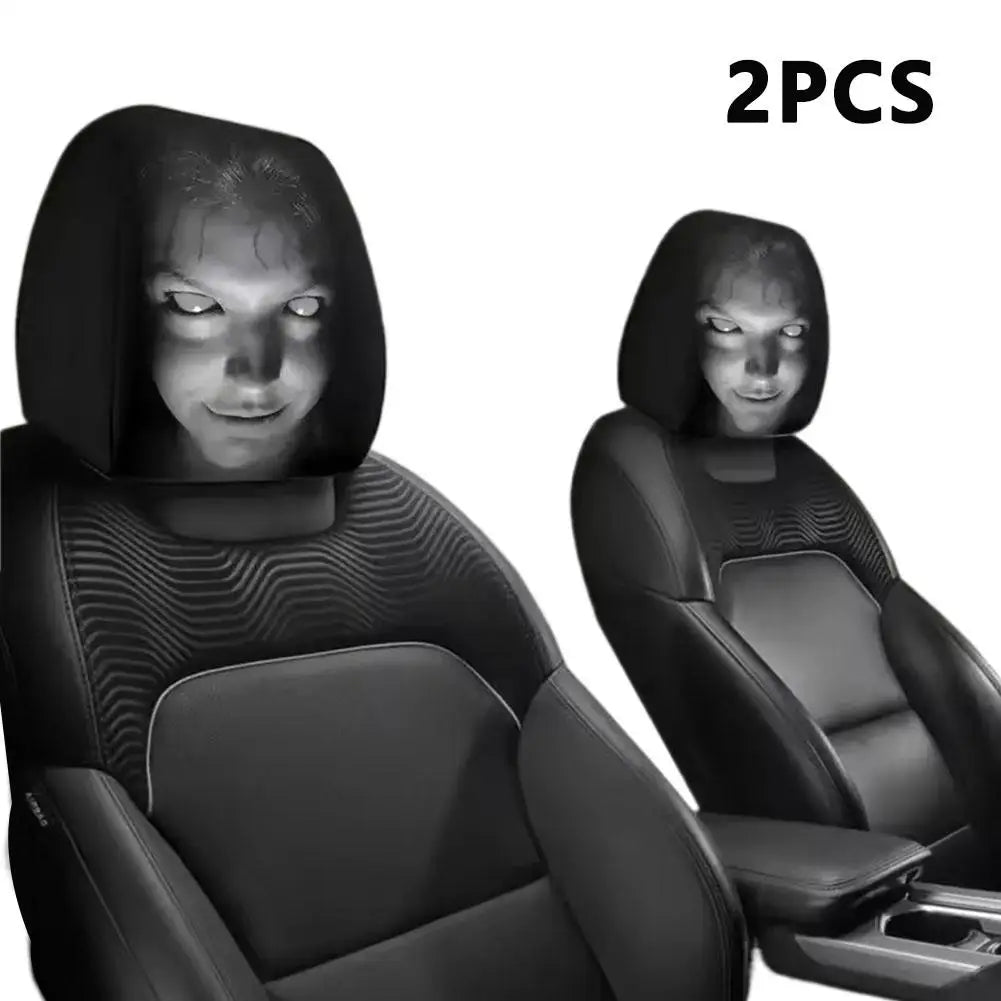 Car Headrest Covers Universal Elastic Fit Horror Theme Skull Design Funny Playful All Occasions Seat Protectors Car Accessories