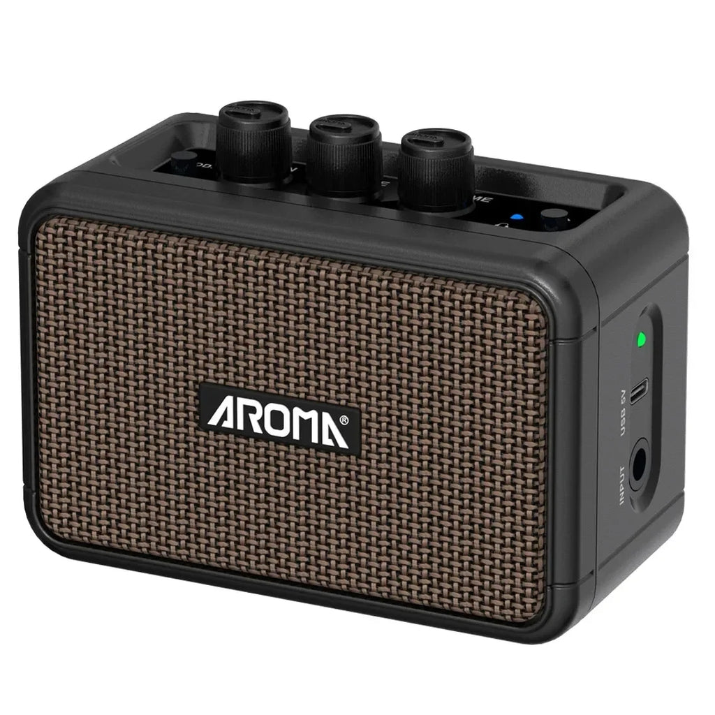 Aroma AG-04 Mini Electric Guitar Amp: Rechargeable Bluetooth Portable Amp (Clean/Overdrive, Headphone Jack)