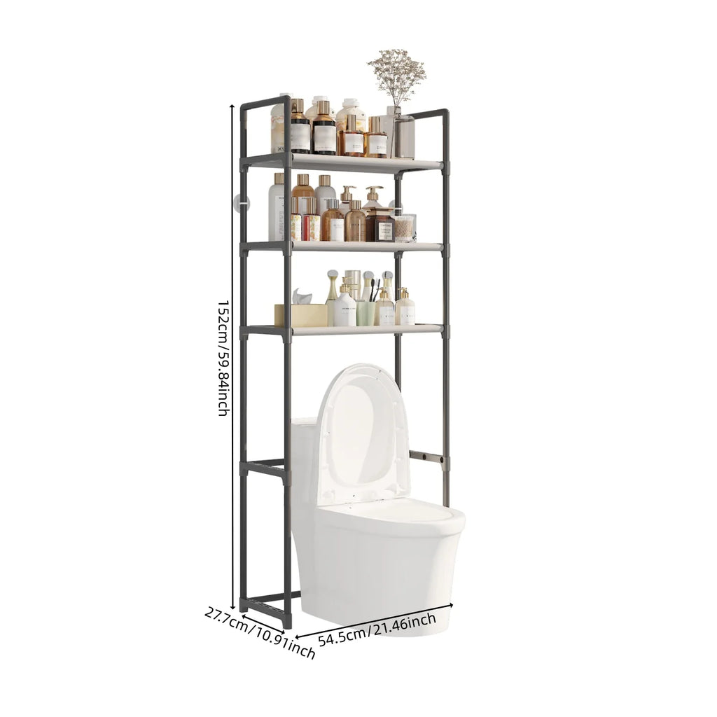 Bathroom Shelf,Washing Machine And Toilet Shelf,Laundry Storage Organizer,Space Saving,Metal Tube Bracket,Fabric Compartment
