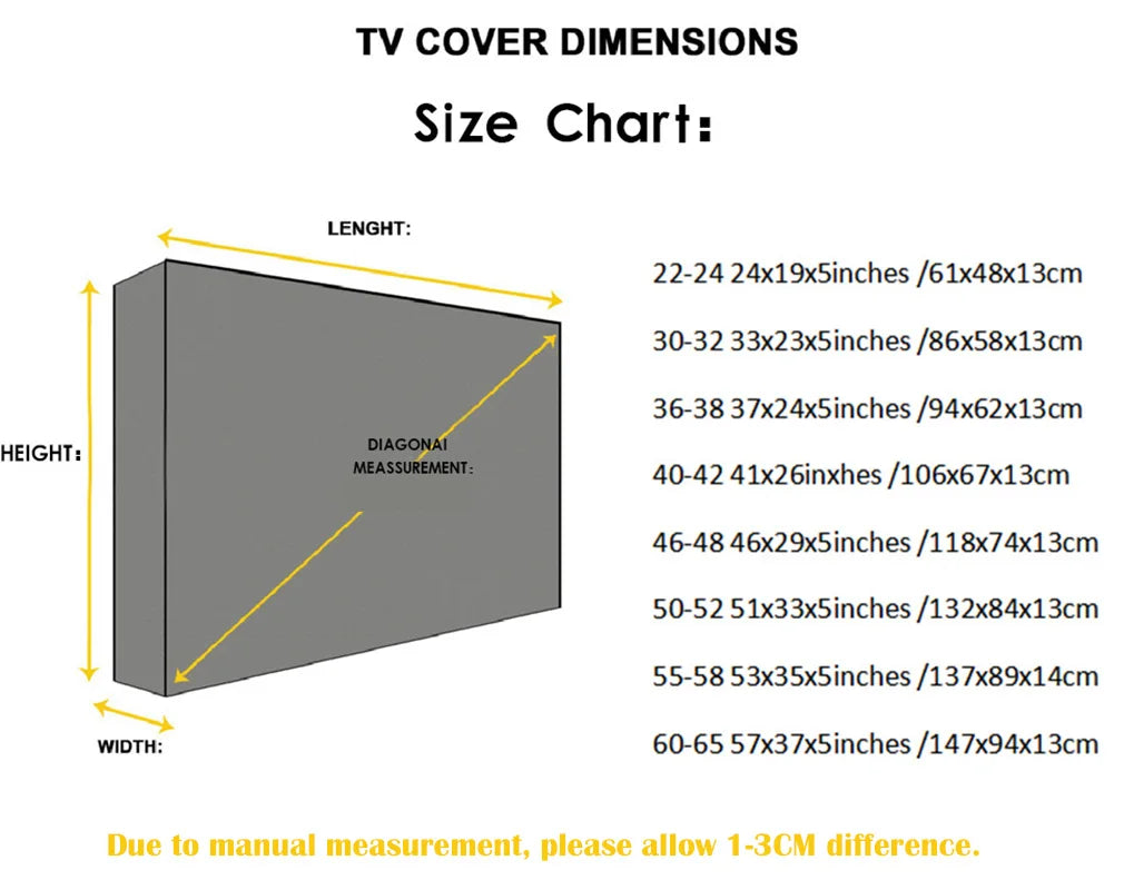 22 Inch to 75 Inch Outdoor TV Cover Screen Dustproof Waterproof Cover Sleeve Cover High Quality Oxford 600D Black Beige TV Box