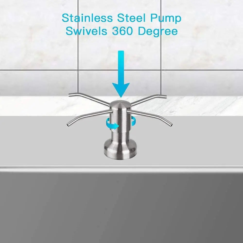 Stainless Steel Soap Dispenser Bathroom Kitchen Sink Mounted No-spill Water Pump Dishwashing Liquid Lotion Dispenser