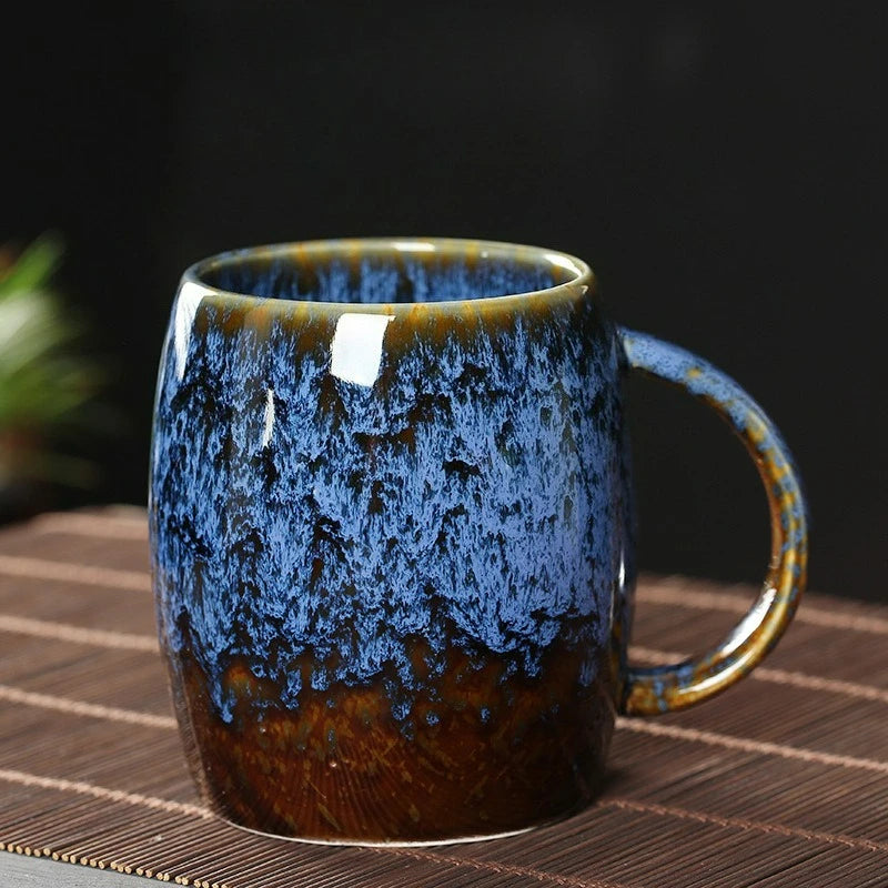 Japanese Style Coffee Cup Creative High-Capacity Kiln Change Ceramic Cup Vintage Household Office Drinkware Milk Mug Water Cup