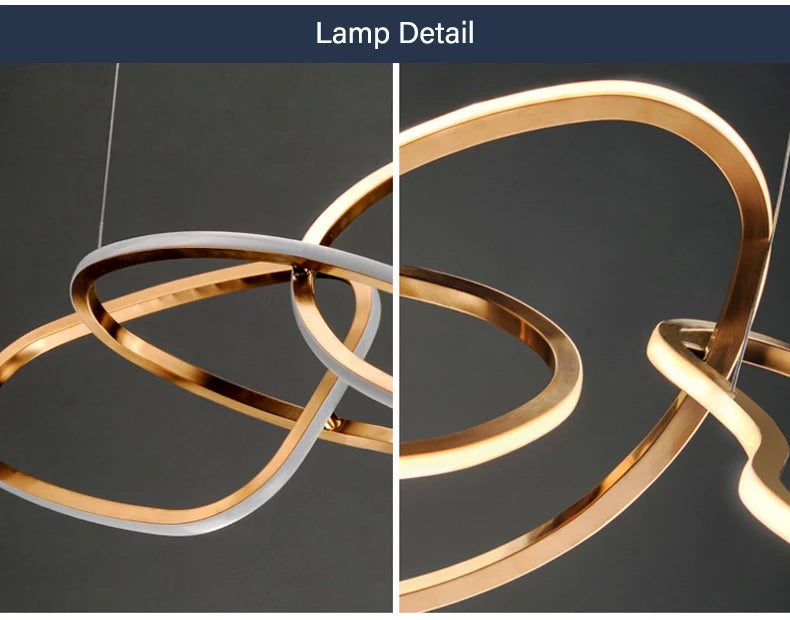 Postmodern Luxury led hanging lamp Minimalist art Personality Chandelier for Living Dining room Iron LED ring chandelier Light