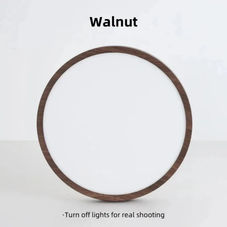 Modern Wood Grain LED Ceiling Light Ultra-Thin Walnut Wood Ceiling Lamp Bedroom Bathroom Living Room Kitchen Home Decor Lighting