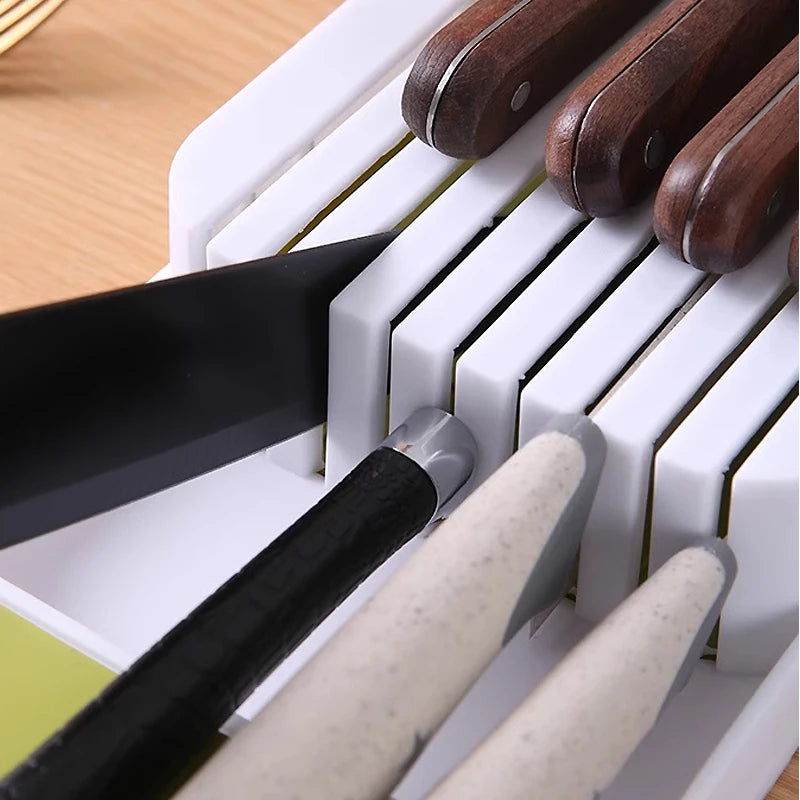 Kitchen Cutlery Organizer Knife Storage Spoon Forks Compartment Tableware Organizer Spice Bottle Storage Box
