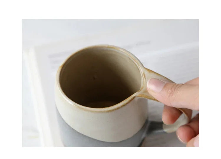 Japanese Retro Stoneware Coffee Cup Household Ceramic Hanging Ear Mug Cup English Afternoon Tea Tea Cup Breakfast Milk Mug Gift