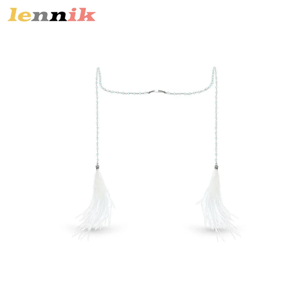 Personalized Design Plated Face Chain, Feather Beaded Tassel Style, Women's Street Shooting Accessory, Hot Sale Popular Item