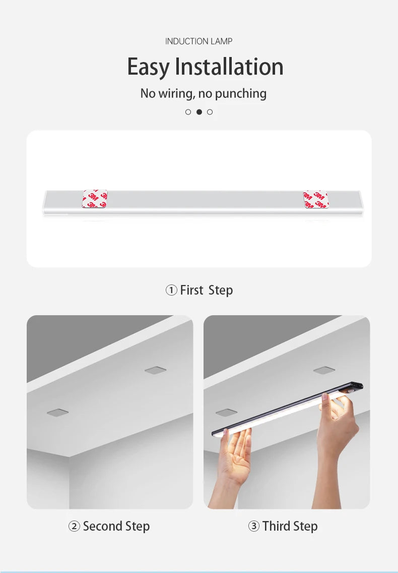 Night Light Motion Sensor Lights USB LED Wireless Under Cabinet Light For Kitchen Cabinet Bedroom Wardrobe Interior night lights