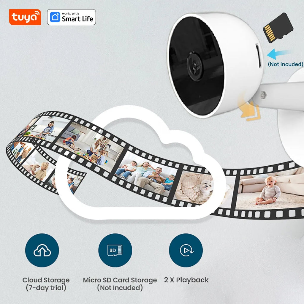 Tuya Smart 3MP HD Indoor Home Security Camera for Baby/Elder/Pet/Nanny,With Real-time APP Alert,2-Way Audio,Human body detection