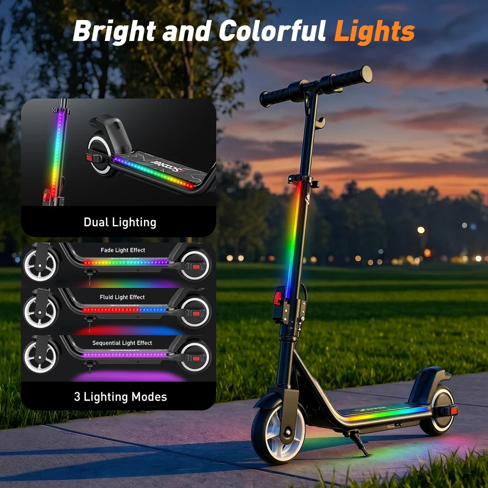 iScooter iK3Max Kids Electric Scooter 200W 4.5Ah Scooter 13KM Range Foldable Scooter Solid Tire Bluetooth Connection Kid Scooter