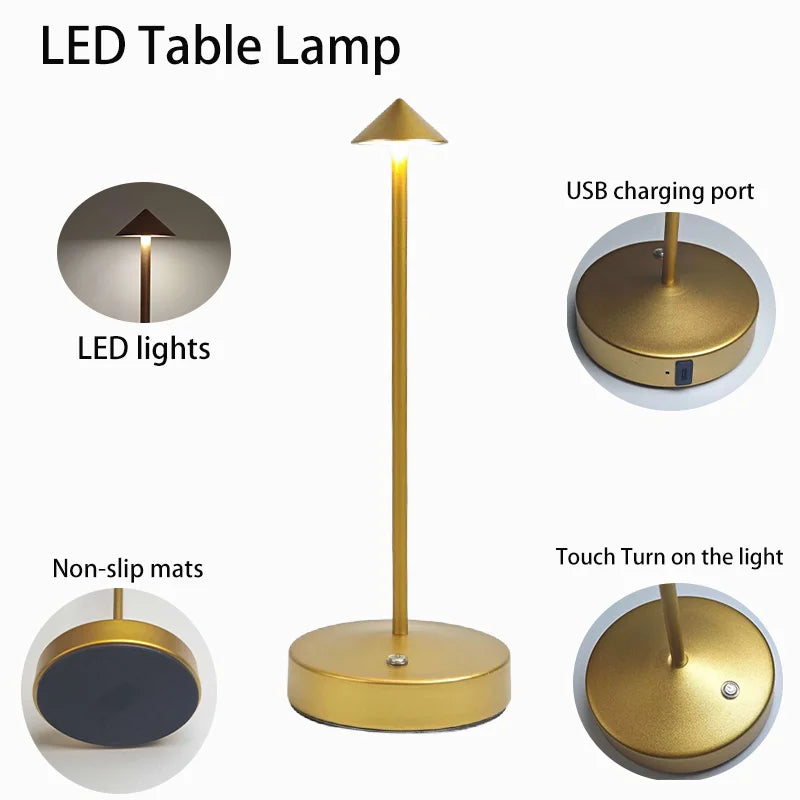 Modern Led Desk Lamp, Wireless, Adjustable Lighting, Dimmable, Touch Control, Rechargeable Lithium Battery, 800Mah, USB Powered, Button Control, Matte Plastic Metal Surface, Pointed Top, Solid Color, Dreamy Theme, Cute, Light