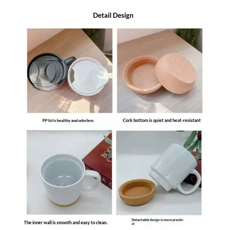 Cork Bottom Ceramic Frosted Coffee Mug Non-slip 350ml Easy Wash Drinking Cup for Office Home Gift Giving
