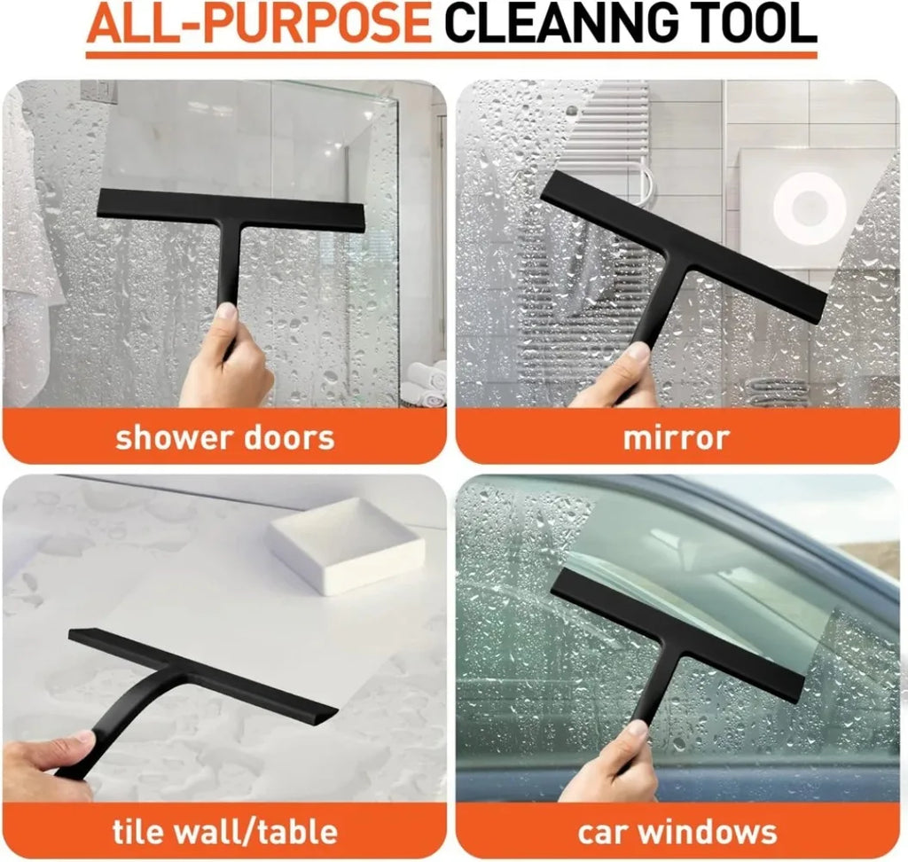 Matte Black Silicone Squeegee Streak Free Cleaning Shower Squeegee for Glass Bathroom Shower Doors Mirrors Tiles Car Windows