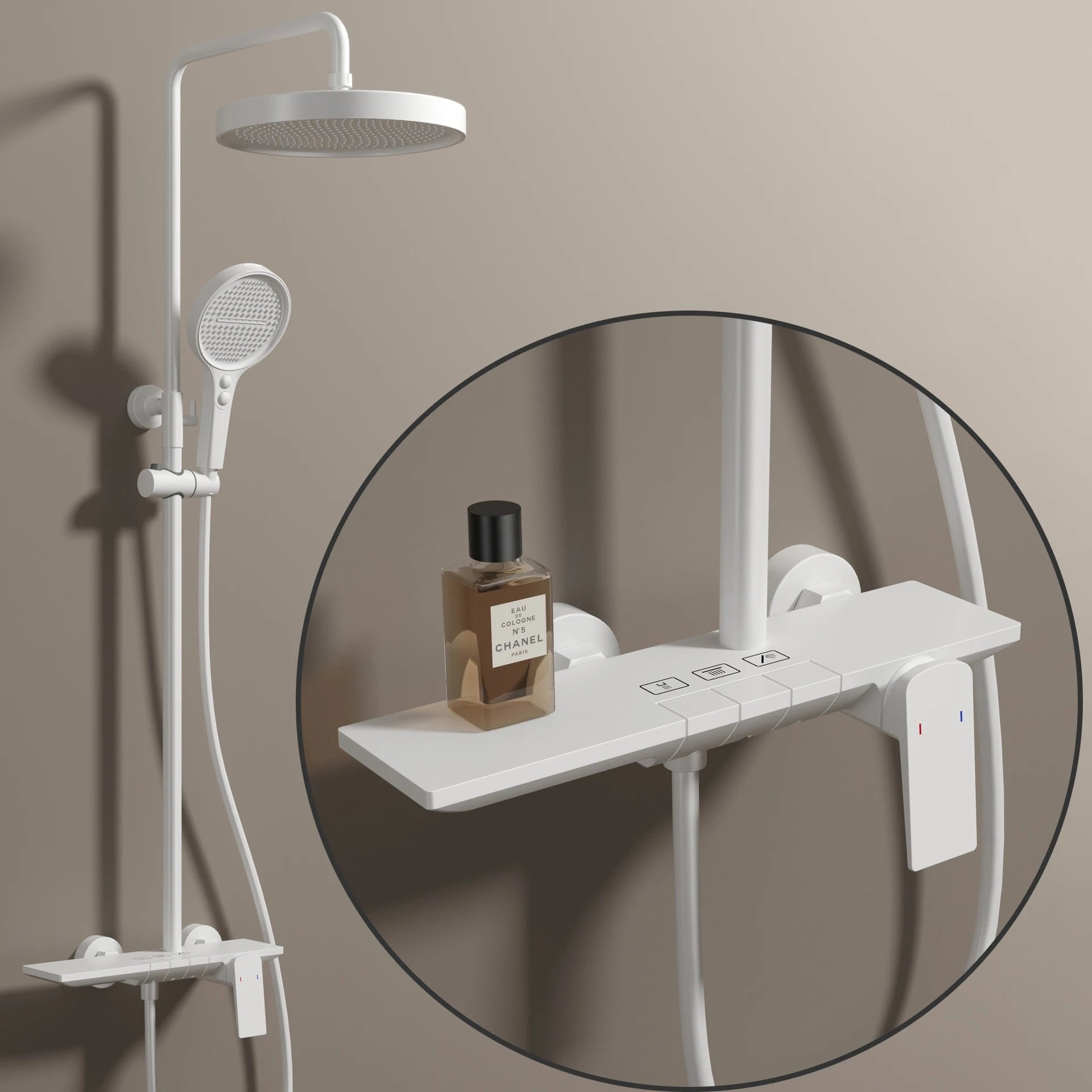 Rose Gold Piano Bathroom Shower System Solid Brass Bathroom Faucet Accessories Rain Shower Head Hot Cold Piano Shower Set