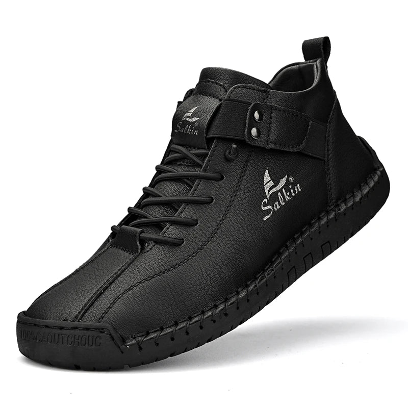 New Leather Casual Men Shoes Design Sneakers Man Breathable Leather Shoes Outdoor Men Ankle Boots