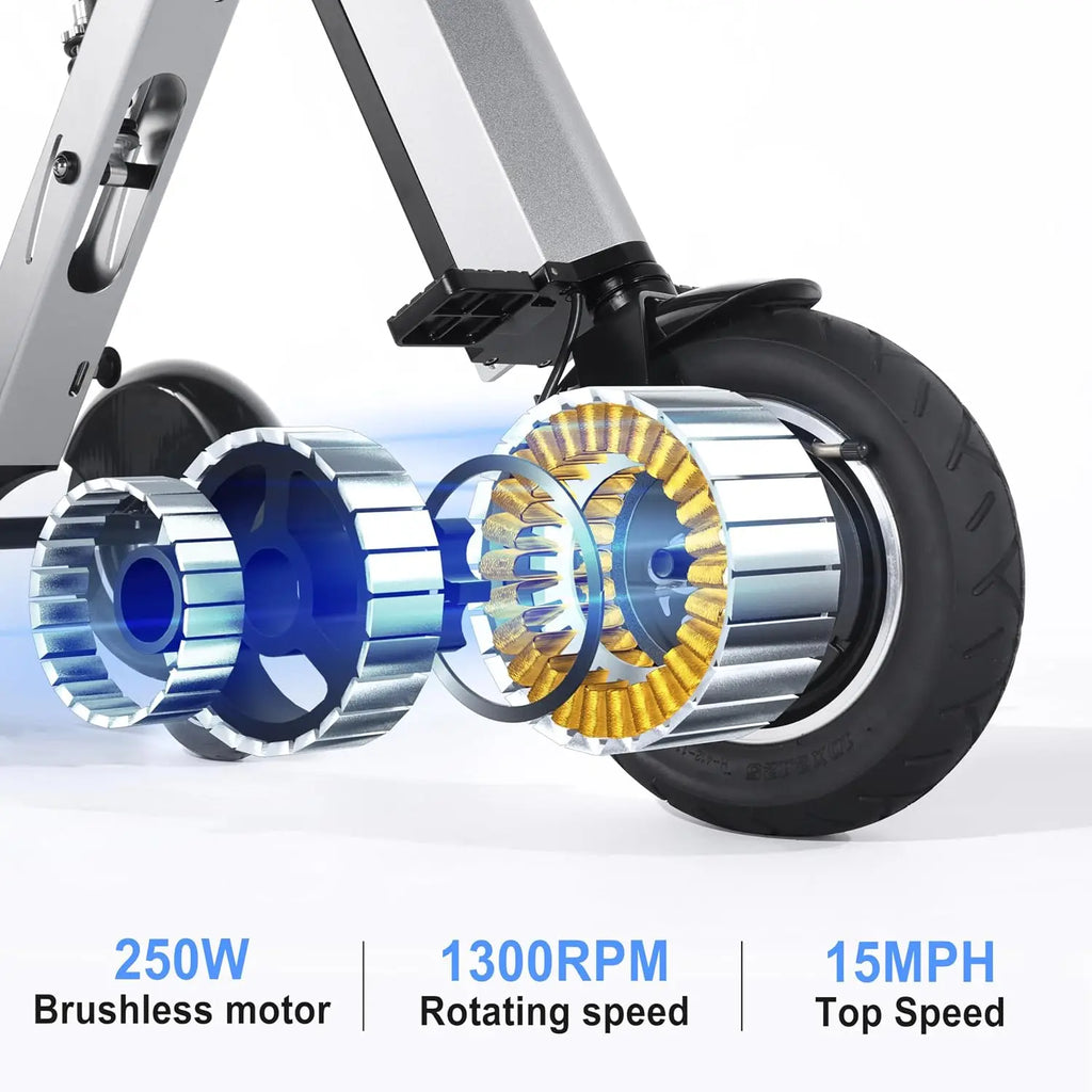 ES35 Powered Scooter 3 Wheels Foldable Trike with Backrest Seat for Adults, Lightweight Electric Scooter with, Customized