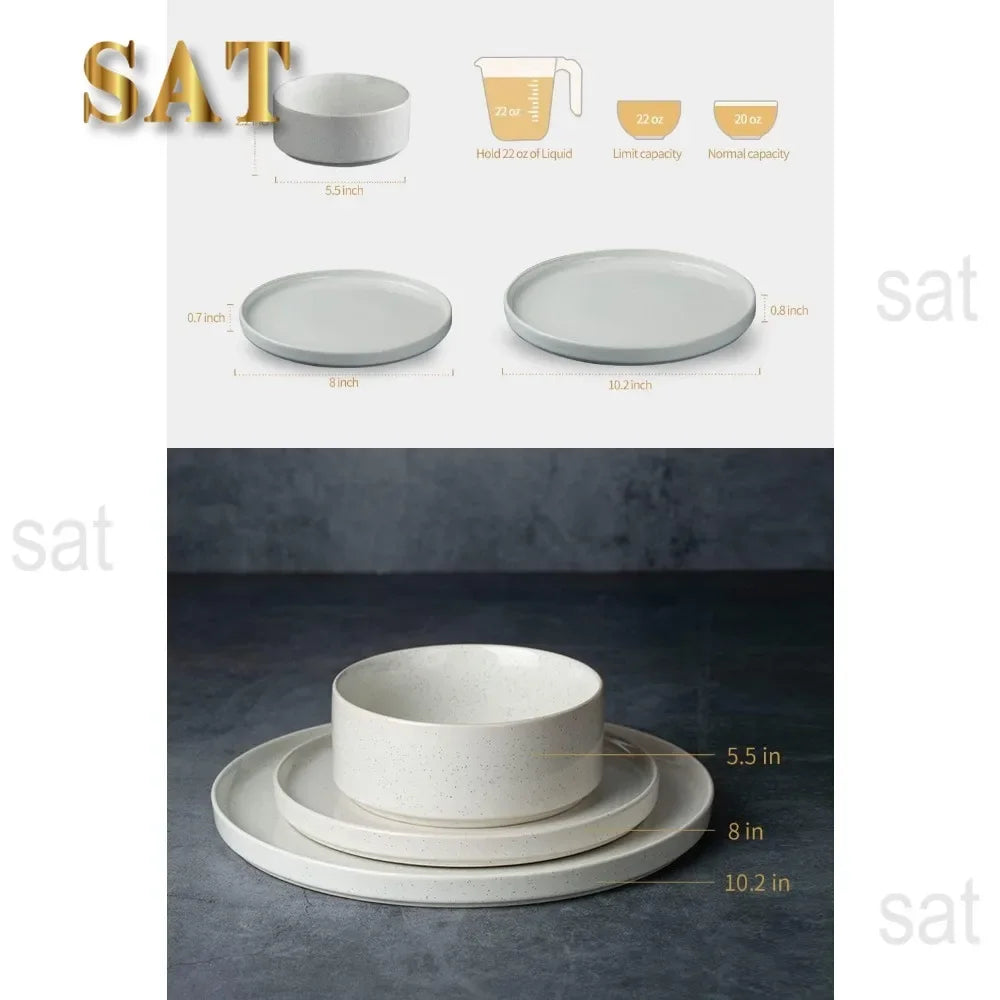 Furniture Nebula Plates and Bowls Set, 12 Pieces Dinnerware Sets, Dishes Set for 4