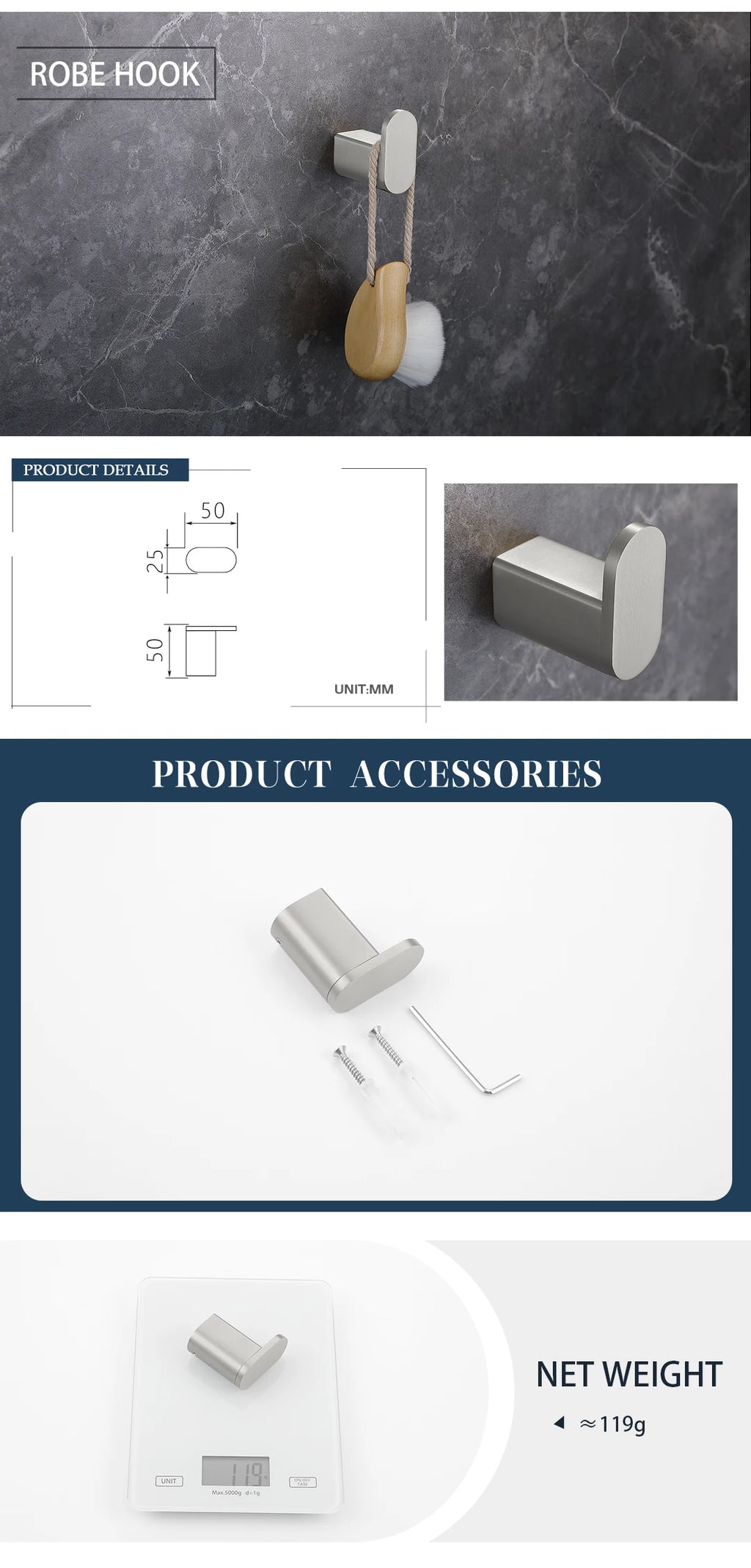Bathroom Hardware Set Stainless Steel Bathroom Accessories Set Wall Mounted Towel Bar Towel Ring Toilet Paper Roll Holder Set