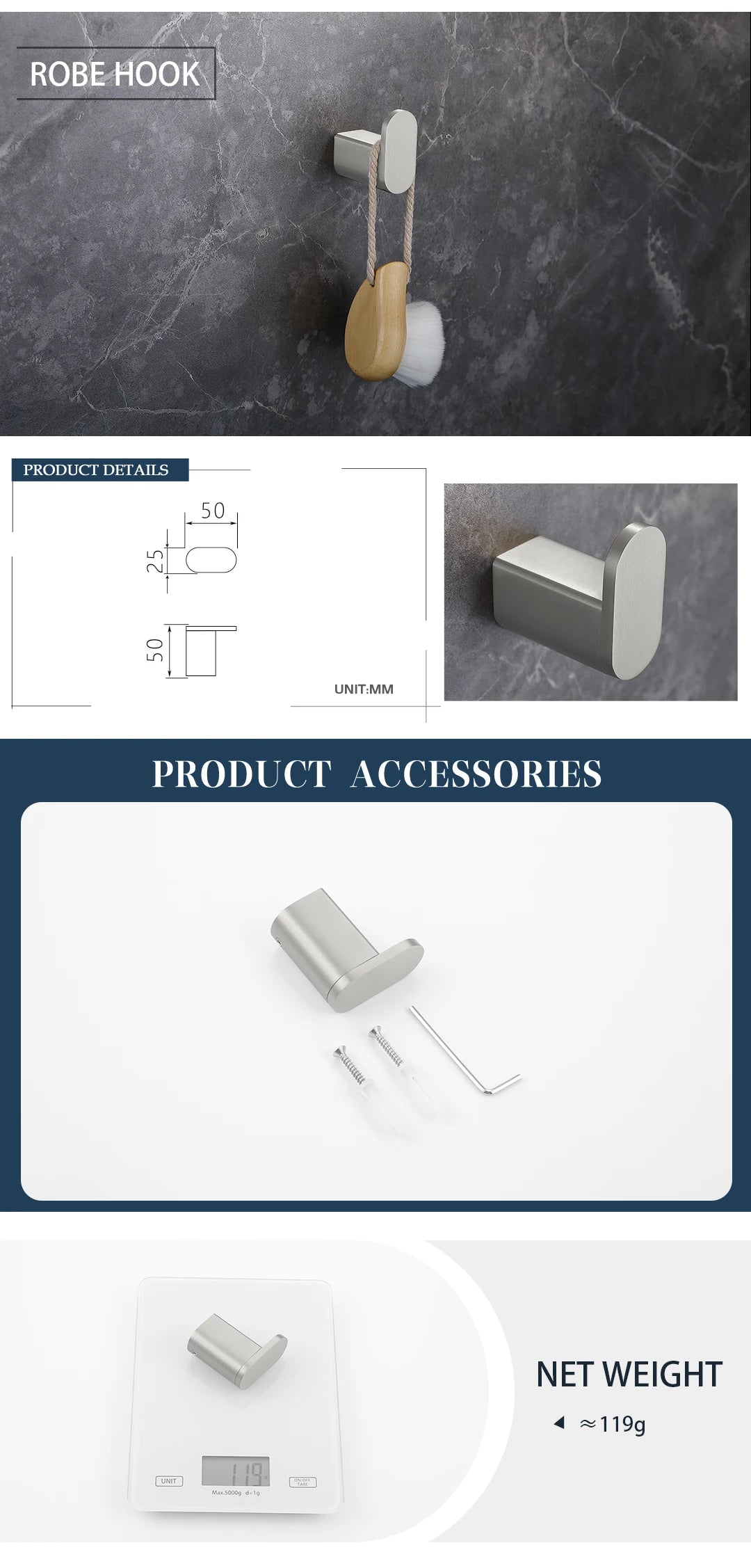 Bathroom Hardware Set Stainless Steel Bathroom Accessories Set Wall Mounted Towel Bar Towel Ring Toilet Paper Roll Holder Set