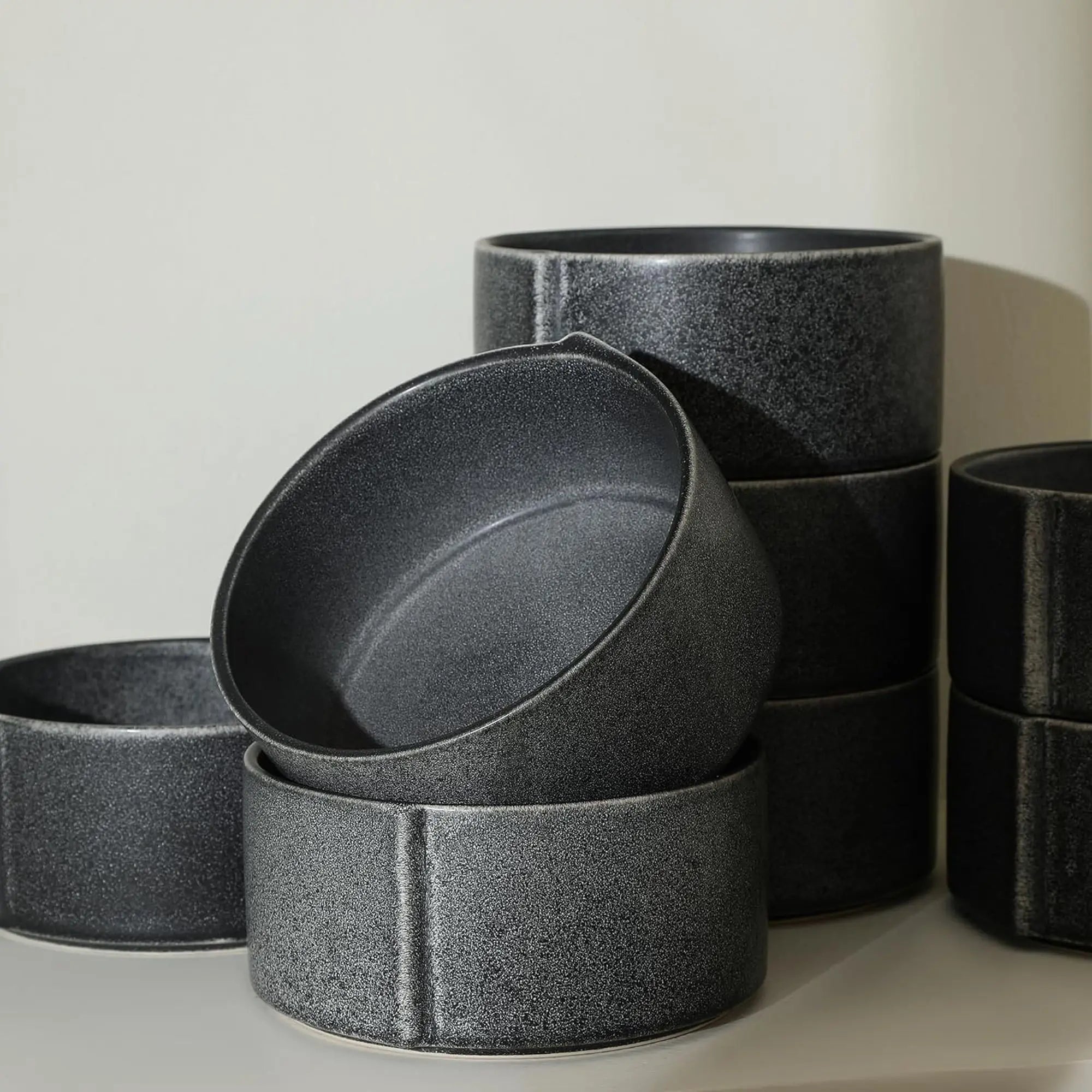 8-Piece Bowl Set Stoneware,Charcoal