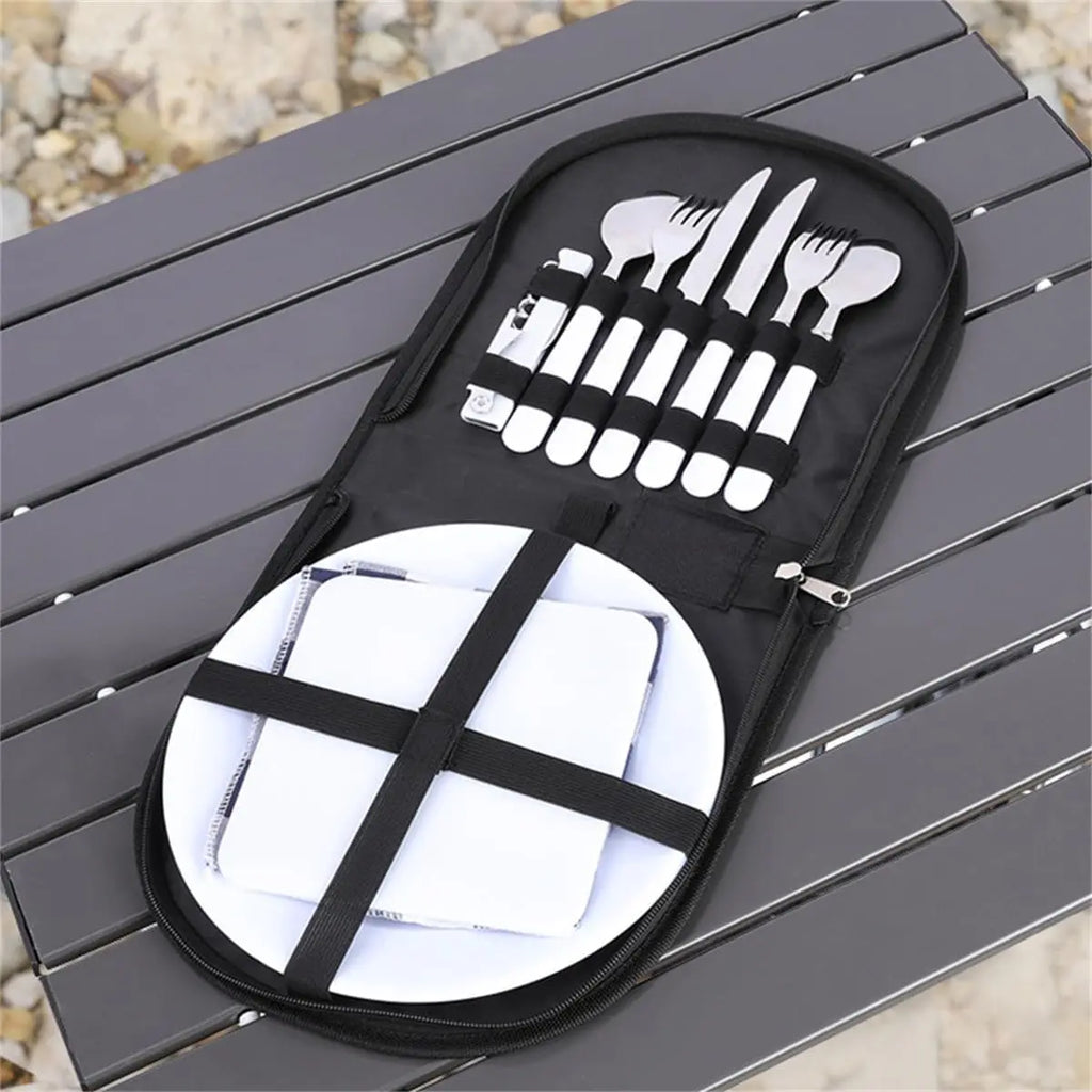 Camping Travel Cooking Utensils Organizer Travel Bag, Kitchen Cutlery Holder Spoon Fork Storage Rack Organizer Utensils