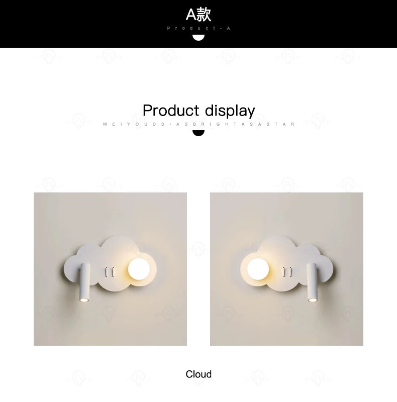 White wall lamp backlight 350 degree rotation adjustable wall lamp hotel bedroom bedside study reading desk lamp with switch