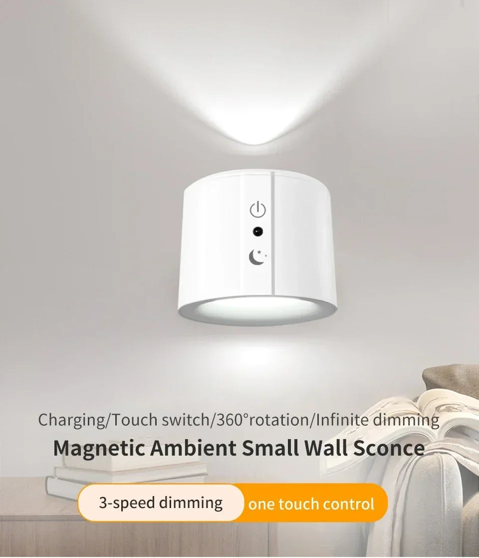 LED Magnetic Wall Light Up and Down Style Black White Rotatable Sleep Guard Bedroom Bedside Lamp Living Room Night Lighting