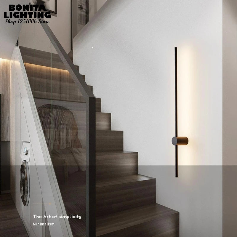 Remote Control Dimmable Wall Light, Plug-in Rotating LED Bar Lamp for Home Office Restaurant, Black/Gold/White, 60/80/100cm