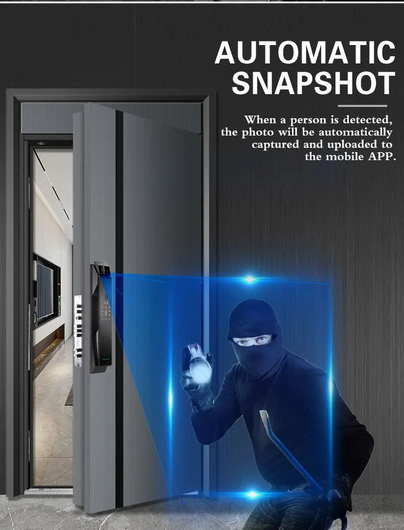 Tuya WiFi 3D Face Recognition Smart Lock with Fingerprint Password Card App Unlocking Face Capture Digital Electronic Lock