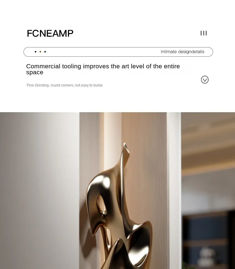 Modern Light Luxury HomeDecor Electroplated Geometric Statue Large Size Resin Crafts Living Room Entrance Decoration Accessories
