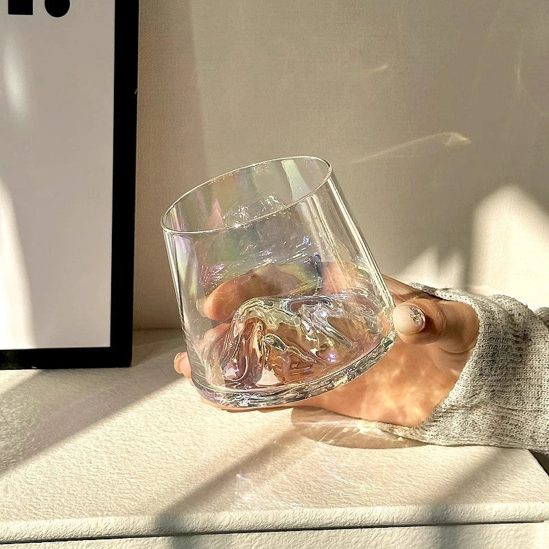 Transparent Whiskey Glasses Mountain Crystal Glass Drinking Glasses for Drinking Bourbon, Cognac, Scotch, Cocktails 125-380ml