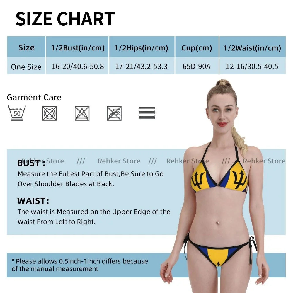 Sexy Bikini Women Swimsuit Two Piece Swimwear Barbados Flag Bathing Suit Beachwear