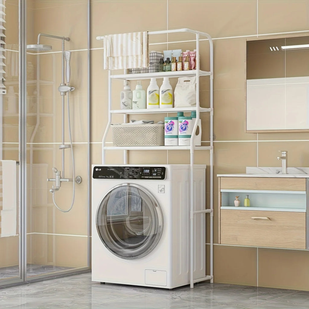 3 Layer Bathroom Toilet Storage Rack Multi Layer Metal Shelf with Toilet Paper Holder for Balcony Washing Machine Organizer