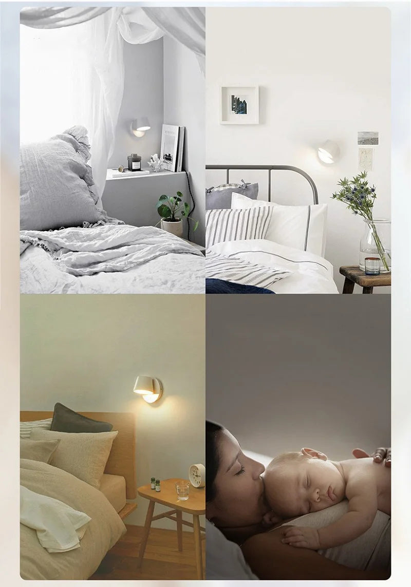 Nordic LED Wall Lamp With Switch 350 Degrees Rotatable Bedroom Bedside Corridor Reading Light Aisle Hotel Sconce Indoor Light