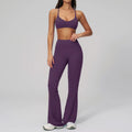 2PCS Flared Pants Yoga Set Women's Tracksuits Gym Fitness Outfits Sports Sets Female Shockproof Sports Bra Yoga Workout Clothes