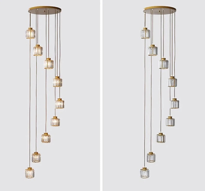 Staircase Pendant Lamp Modern Light Luxury Crystal Lamp Simple Living Room Lamp Duplex Hotel Lobby Interior Decoration Lighting