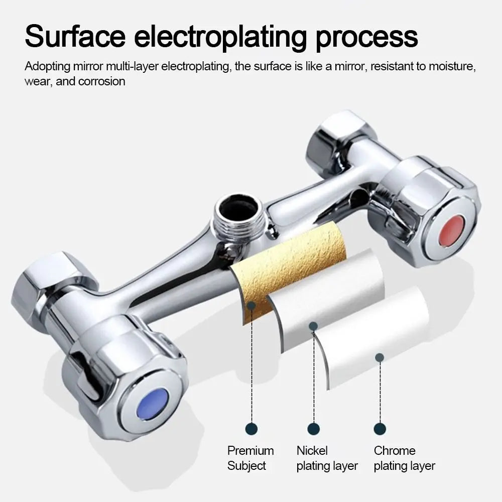 Modern Metal Out Water Inlet Valve Double Control Hot and Cold Double Shower Faucet Valve Wall Mounted Diverter Valve