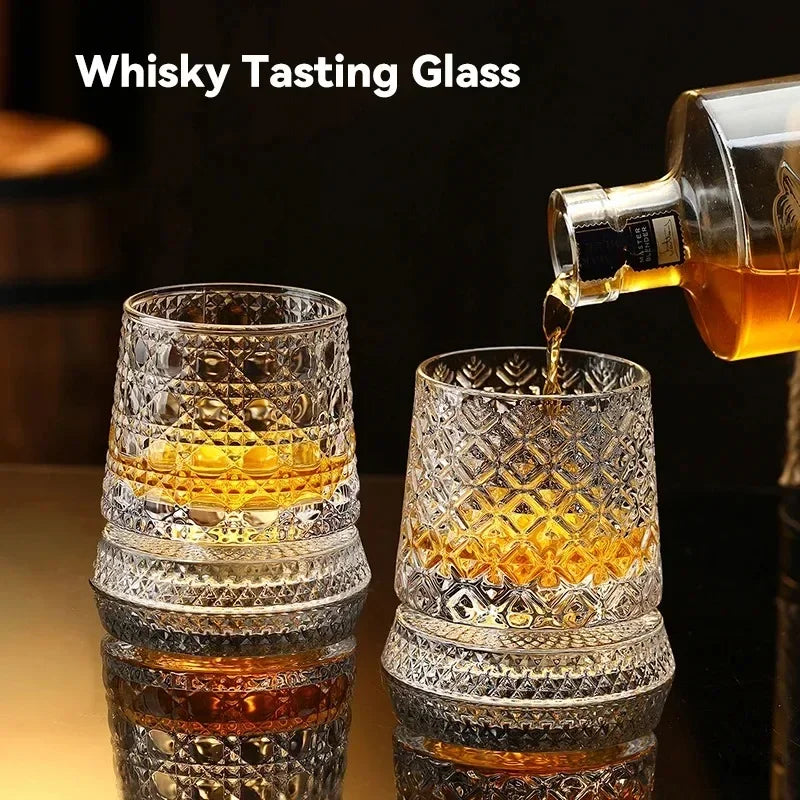 280ml Whiskey Glass The Crystal Rotates 360° White Wine and Cocktail Drinks Bar Party Cool Bar Accessories Unique Gift