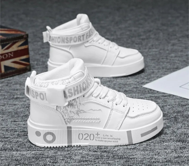 2026Men High Top Boots Platform Vulcanized Sneakers Lace Up Soft Sole Men Casual Walking Shoes Ankle Boots Tenis Masculino 39-45