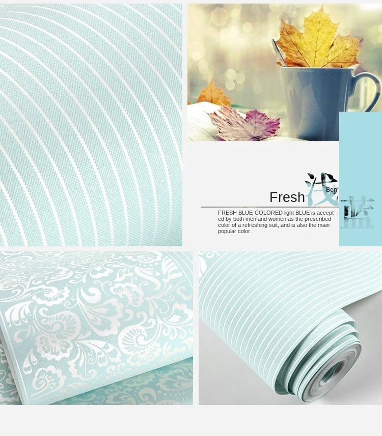 9.5M Modern Simple Wallpaper Bedroom 3D Living Room White Vertical Stripe Non Woven Wall Cloth European TV Background Wall Paper