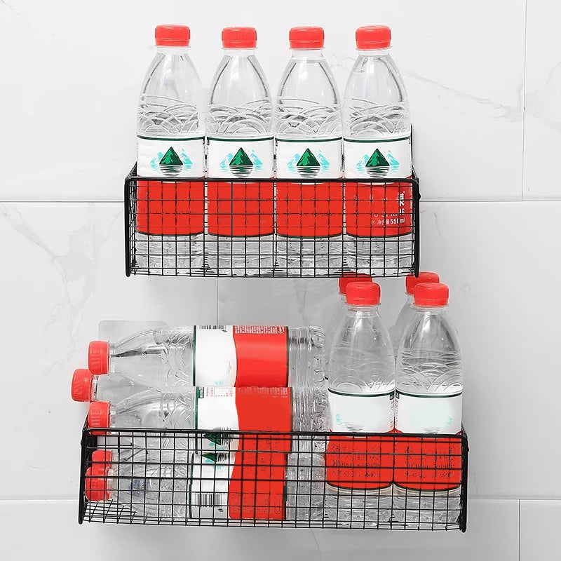 Kitchen Bathroom Storage Rack No Drilling Required Wall-Mounted Organizer Space-Saving Accessories Kit Supplies Essential