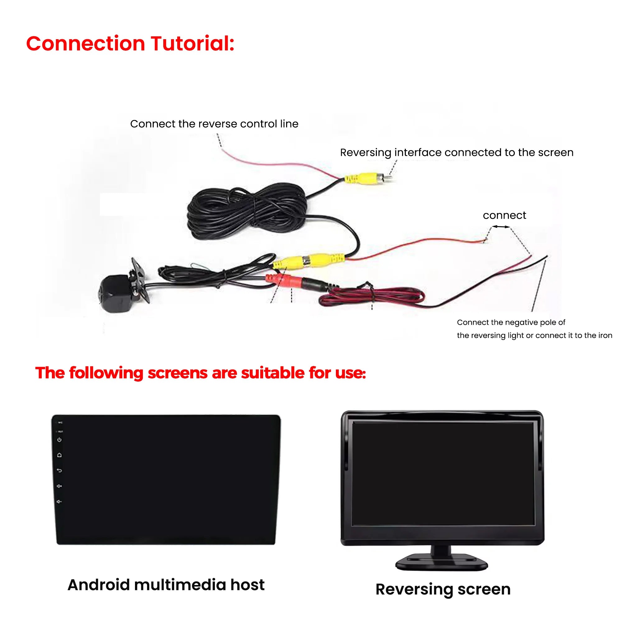 Universal HD 1080P AHD Car Rearview Camera 12V 480P 720P Waterproof Night Vision HD Color Image Video Car Reversing Image