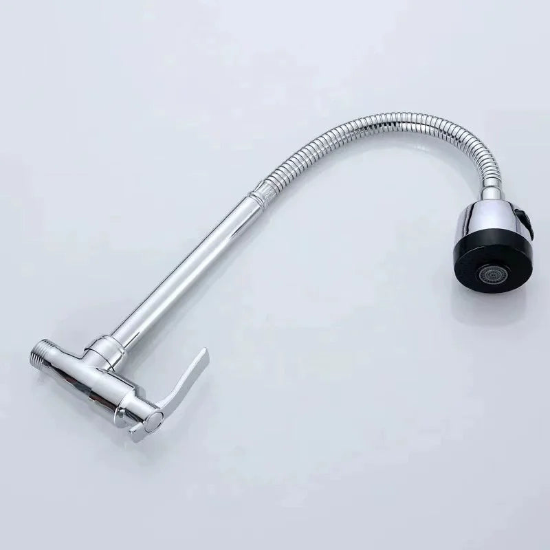 360° Kitchen Wall Mounted Faucet Single Cold Universal Vegetable Basin Faucet Bathroom Stainless Steel Sink Balcony Faucet