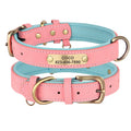 Free Custom Dog Collar Soft Padded Dogs Collars Personalized PU Leather Pet Necklace Adjustable for Small Medium Large Dogs Pug