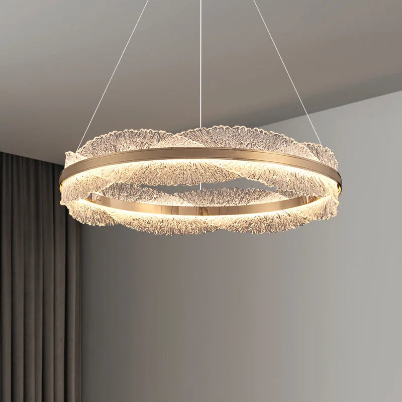 Modern Light Luxury Living Room Chandelier Round Led Hall Light Designer Creative Model Room Bedroom Dining Room Lighting