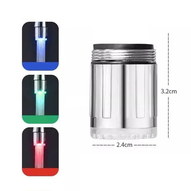 1PC Creative Faucet Extender LED Temperature Sensor 3-Color Light-up Faucet Kitchen Bathroom Glow Water Faucet Tap Nozzle Shower