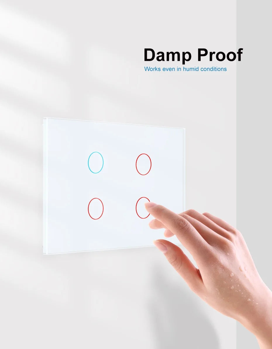 Livolo US/AU Standard Wall Touch Switch Crystal Glass Panel Touch Control Light Switch AC 110~250V/50~60Hz