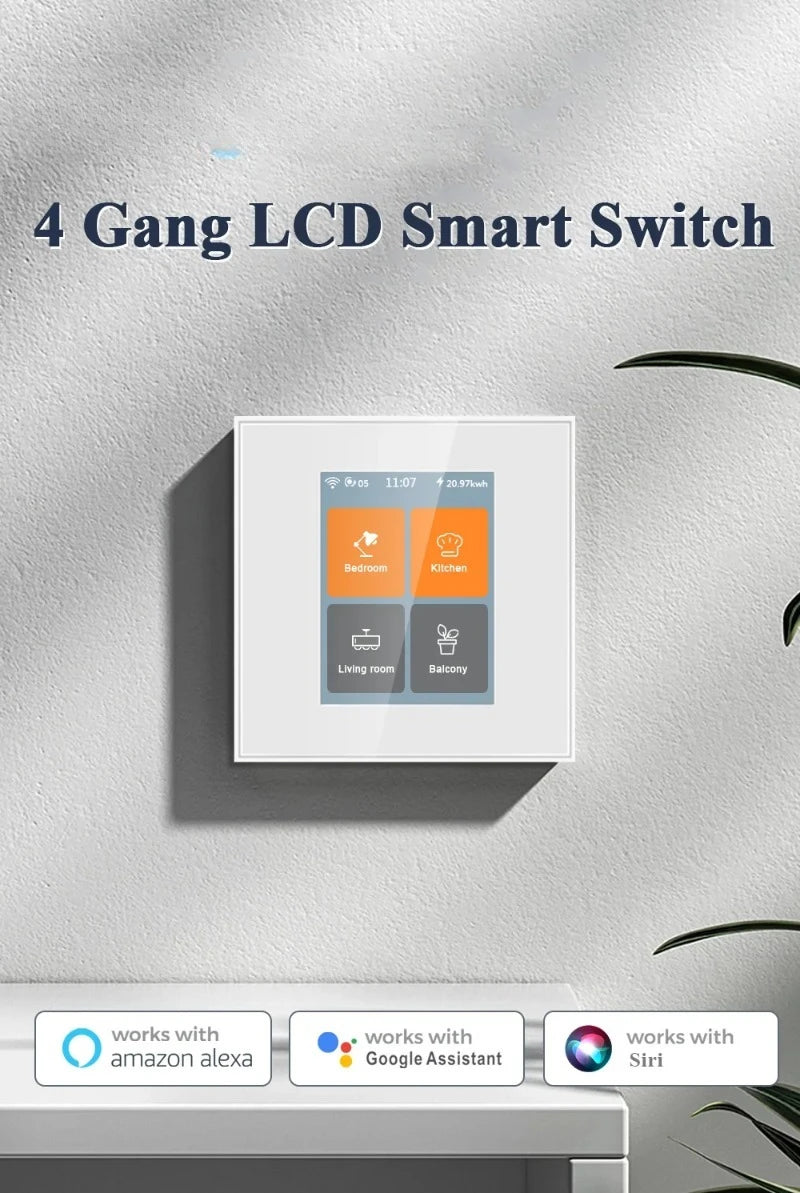 Suitable for supporting voice control LCD touch screen panel intelligent switch 4 Gang Light Lanbon WiFi Mesh Zigbee