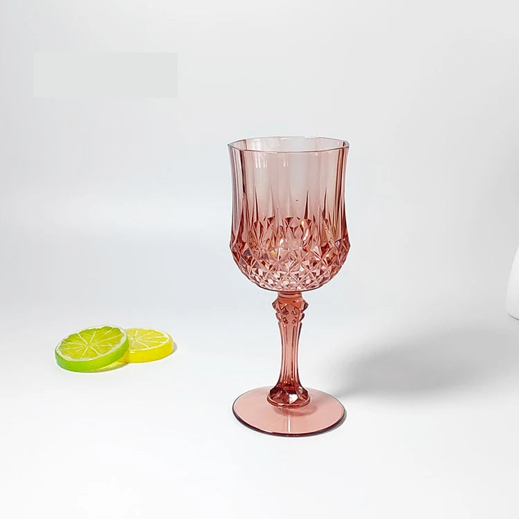 12/24 Pcs 220ml Plastic Wine Glasses Drinking Glasses for Wedding Party Imitation Glassware Reusable Drinkware Champagne Goblet